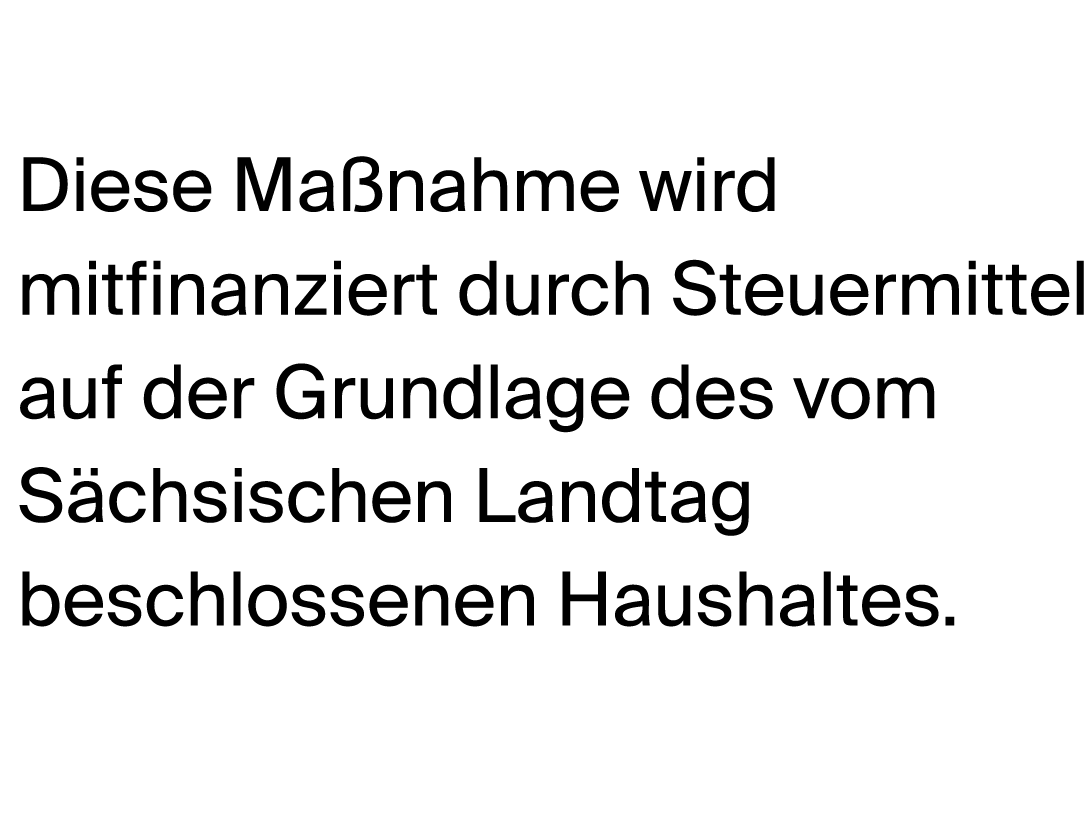 AI generated: The image contains a text indicating that a measure is co-financed by tax revenue, based on the budget adopted by the Saxon state parliament.