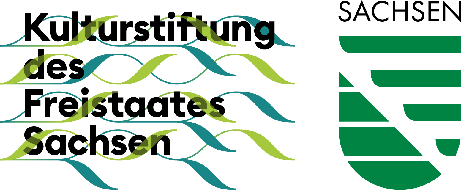 KI generated: The image shows the logo of the Cultural Foundation of the Free State of Saxony. It consists of stylised, coloured wavy lines and the text "Kulturstiftung des Freistaates Sachsen".